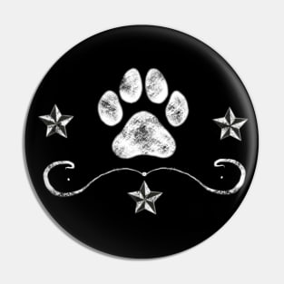 Dog Paw Print and Stars design - distressed look Pin