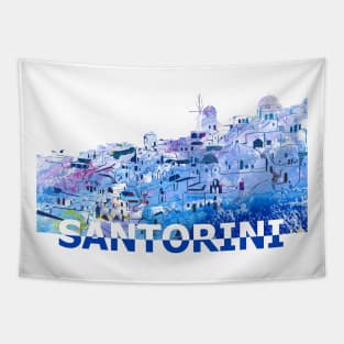 Santorini Skyline Tapestry