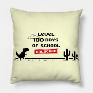 level 100 days of school unlocked, gift for boys Pillow
