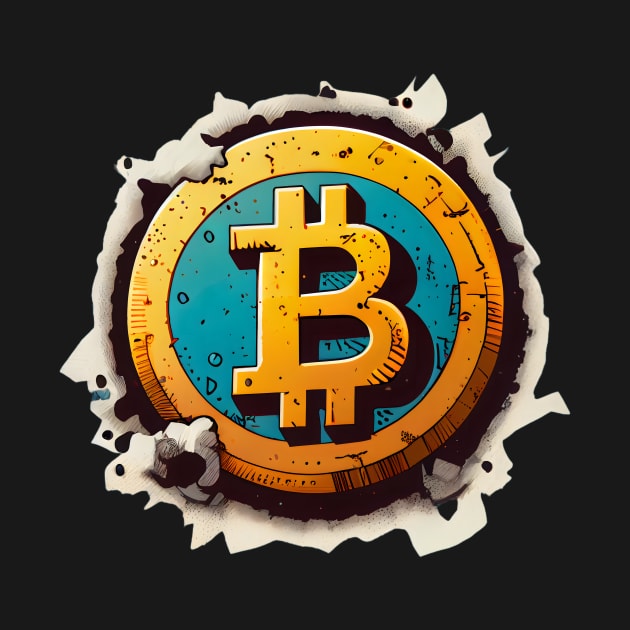 High-Quality Comic Bitcoin Logo: Symbol of Digital Currency by MLArtifex