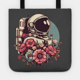 Astronaut in Flowers Tote