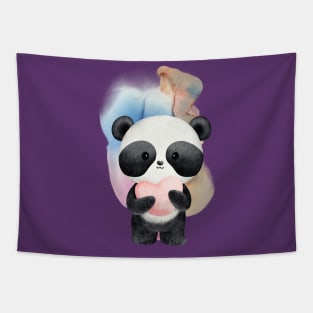 Cute Panda Give a Love - Adorable Panda - Kawaii Panda Tapestry