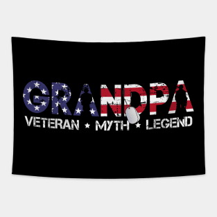 Grandpa The Veteran The Myth The Legend T Shirt Funny Fathers Day Tee for Guys Tapestry