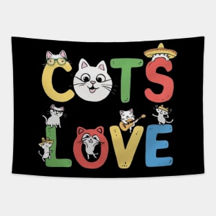 Cats Love funny cat lover shirt Tapestry