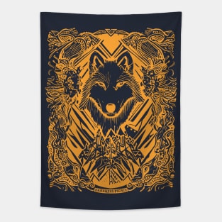 Darkness Pierce Wolf Orange Color Tapestry