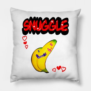 Valentine lovers couple comfy snuggle in red text bananas in love Happy Valentine’s Day Pillow