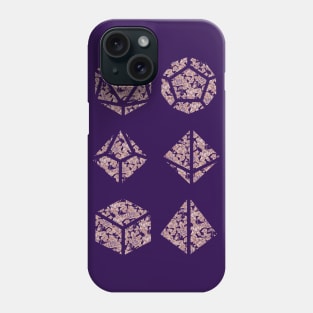 Peach, Purple, and Orange Gradient Rose Vintage Pattern Silhouette Polyhedral Dice - Dungeons and Dragons Design Phone Case