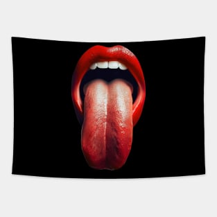 Hot red lips Long Tongue out Tapestry