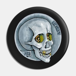 Skull Coin Hobo Nickel Pin