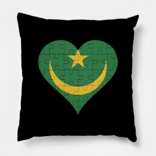 Mauritanian Jigsaw Puzzle Heart Design - Gift for Mauritanian With Mauritania Roots Pillow