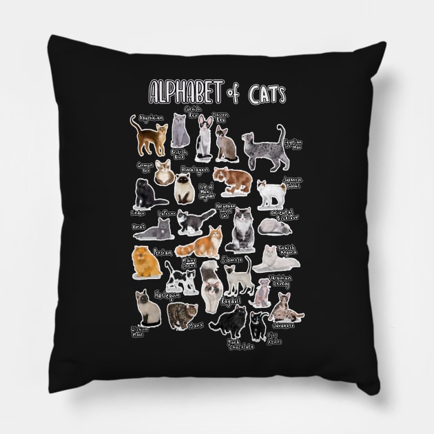 Types of cats alphabet a-z abc cat identification cat lover Pillow by masterpiecesai