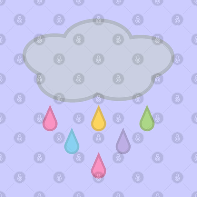 Raining Rainbow Raindrop Rain Cloud in Purple by Kelly Gigi