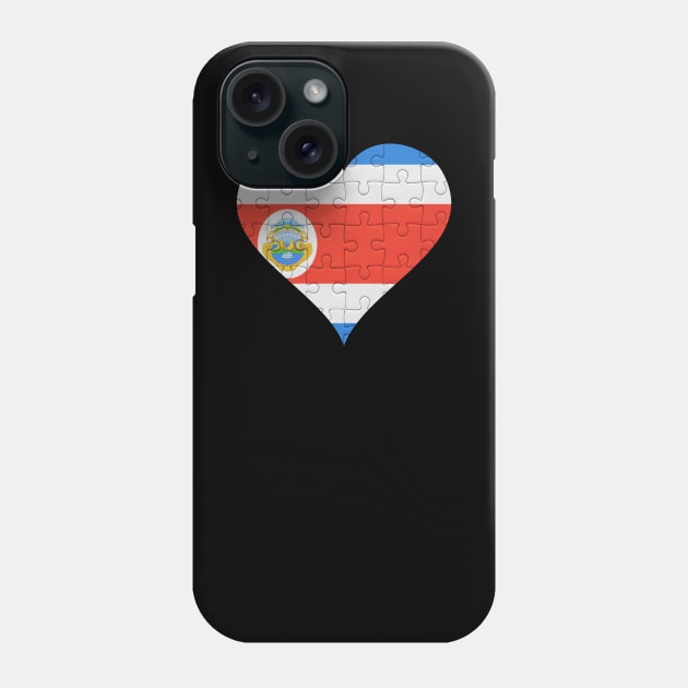 Costa Rican Jigsaw Puzzle Heart Design - Gift for Costa Rican With Costa Rica Roots Phone Case by Country Flags