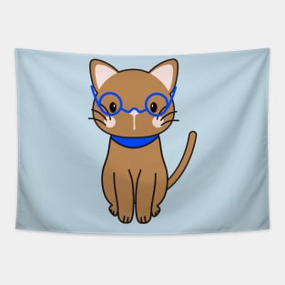 Cute Cat With Glasses Tapestry