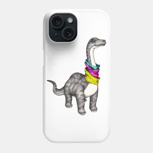 Snuggly Diplodocus in Winter Phone Case