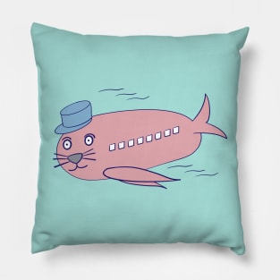 Flying Seal Airplane, Pink, Silly Animal Design, Funny Animal Pillow