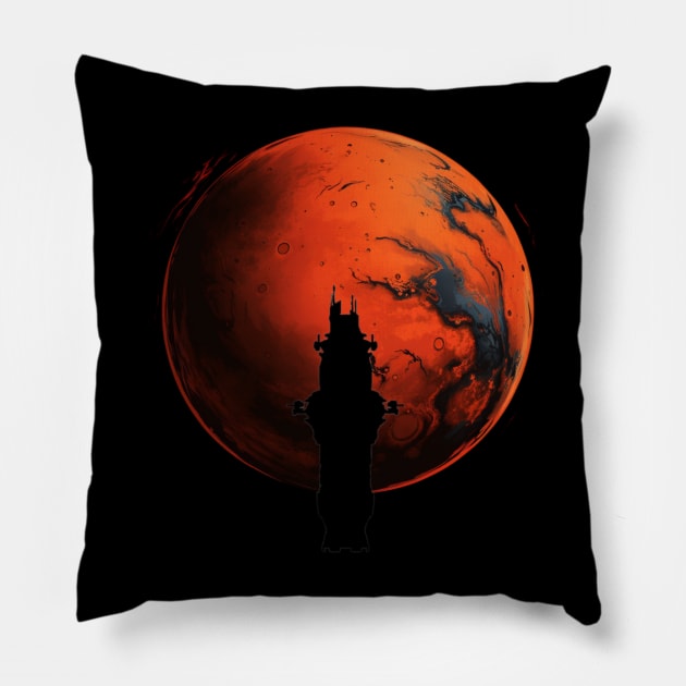 Roci flying over Mars - Sci-fi Pillow by Fenay-Designs