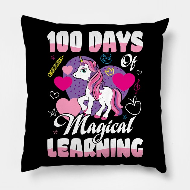 100th Day of School Unicorn Girls 100 Days of School Pillow by Salimkaxdew