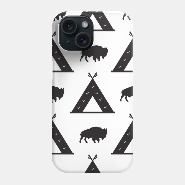 printmaking pattern black and white elements Phone Case by NJORDUR