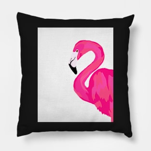 Pink flamingo print, White, Pink, Modern art, Wall decor Pillow