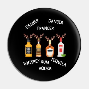 Bottled Drunk Reindeer Dasher Dancer Whiskey Vodka Pin