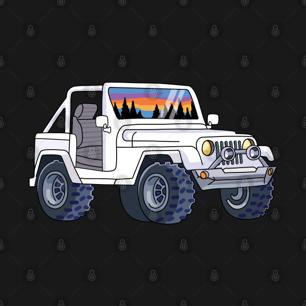 Aesthetic White Jeep - Jeep - T-Shirt