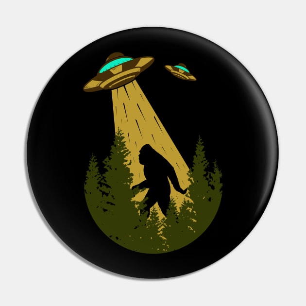 Bigfoot UFO Abduction sasquatch Alien Birthday Gift Pin by Tesszero