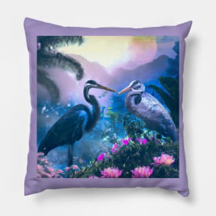 Great Blue Herons in The Tropical Paradise Pillow