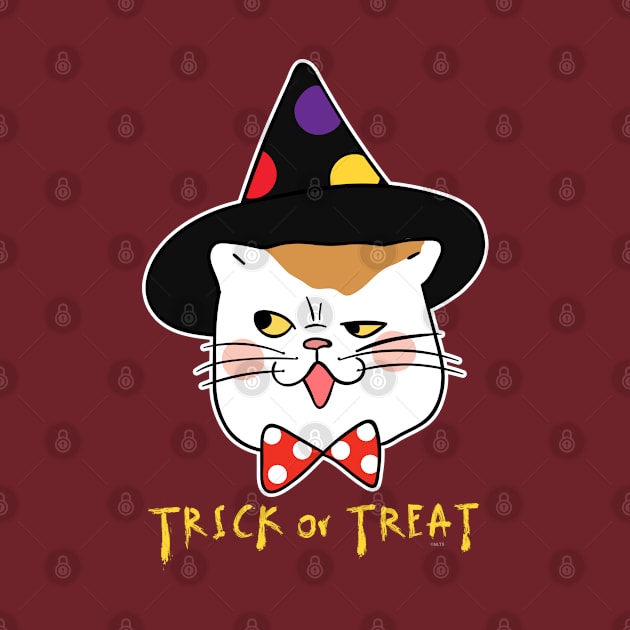 Trick or Treat Cat Face Funny Halloween costume T Shirt by creative