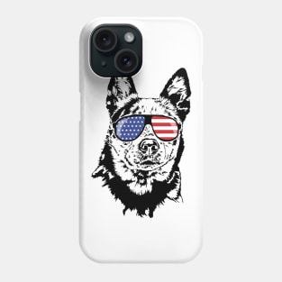 Australian Cattle Dog Blue Heeler American Flag Sunglasses Phone Case