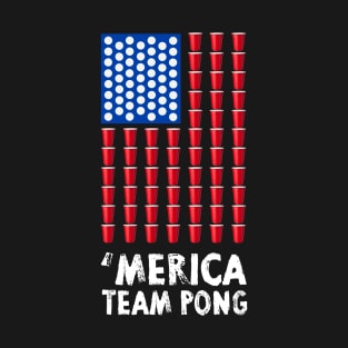 Beer Pong  American Flag T shirt 4th of July T-Shirt