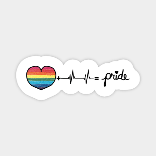 Original LGBTQIA Pride Flag Heart + Heartbeat = Pride Design Magnet