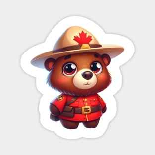 Cute Canadian Mountie Bear Illustration Magnet