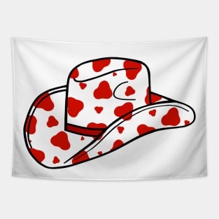 Cowboy Hat Red Cow Spots Western Art Tapestry