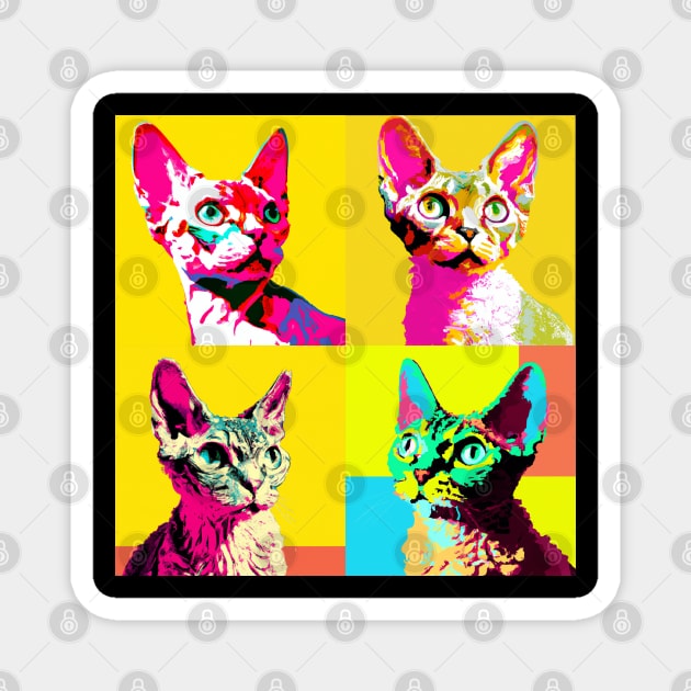 Devon Rex Pop Art - Cat Lover Gift Magnet by PawPopArt