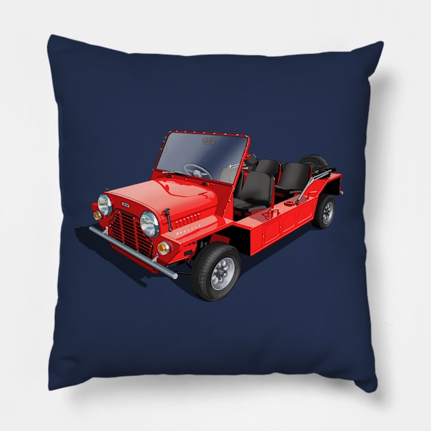 Austin Mini Moke in red Pillow by candcretro