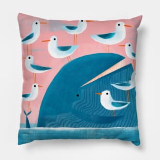 Whale Gulls Pillow