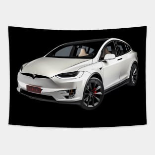 White Tesla Model X Tapestry