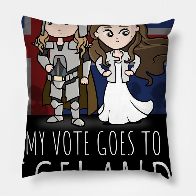 Lars & Sigrit. I Vote for Iceland Pillow by NerdShizzle