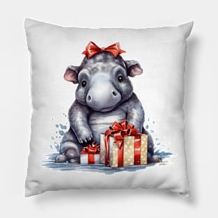 Christmas Hippo Pillow