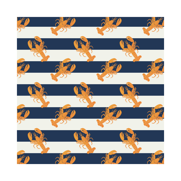 Yellow lobsters and navy stripes by Home Cyn Home 