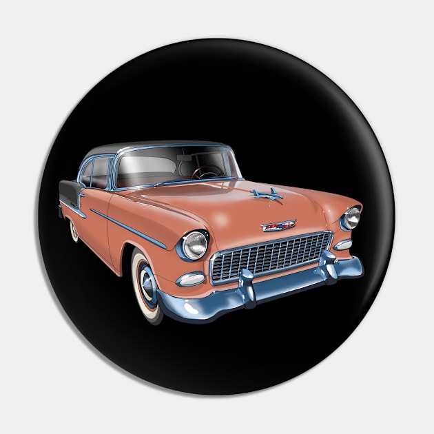 1955 Chevrolet in coral and grey Pin by candcretro