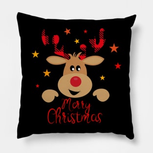 Merry Christmas Happy Deer Pillow
