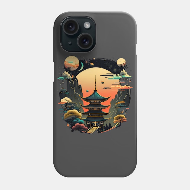 Japanese Temple Tokyo  Asian Inspired Retro Japan Phone Case by Linco