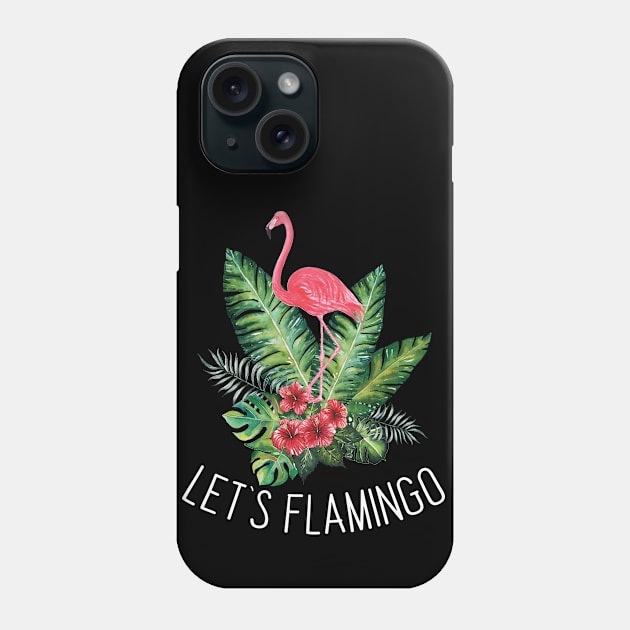 Let's Flamingle Tropical Floral Print Flamingo Phone Case by CaptainHobbyist