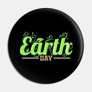 Floral Logo With Growing Plants For Earth Day Pin