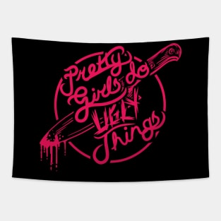 PRETTY GIRLS DO UGLY THINGS CIRCLE LOGO Tapestry