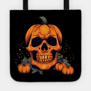 Spooky pumpkin skull Tote