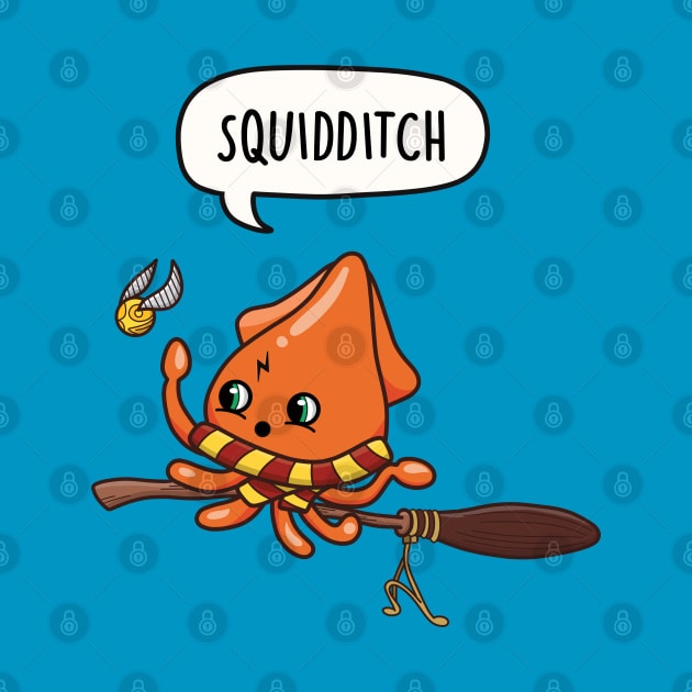 Squidditch Squid playing Quidditch by LEFD Designs