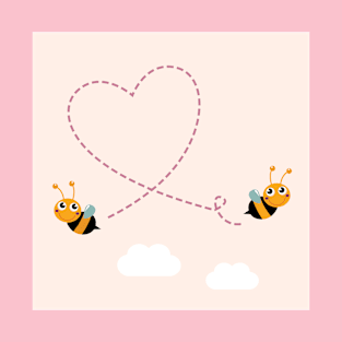 RETRO FLYING BEES IN LOVE T-Shirt